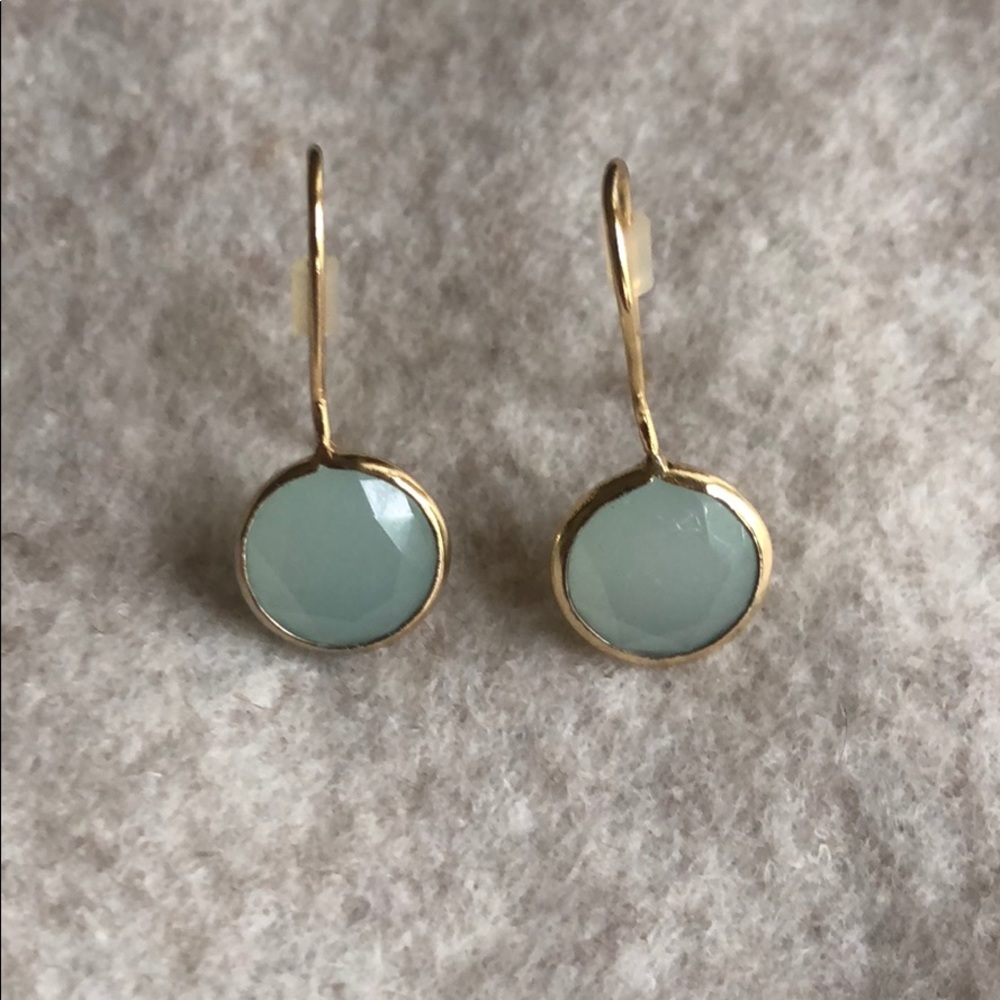 Drop earrings - gold and light blue